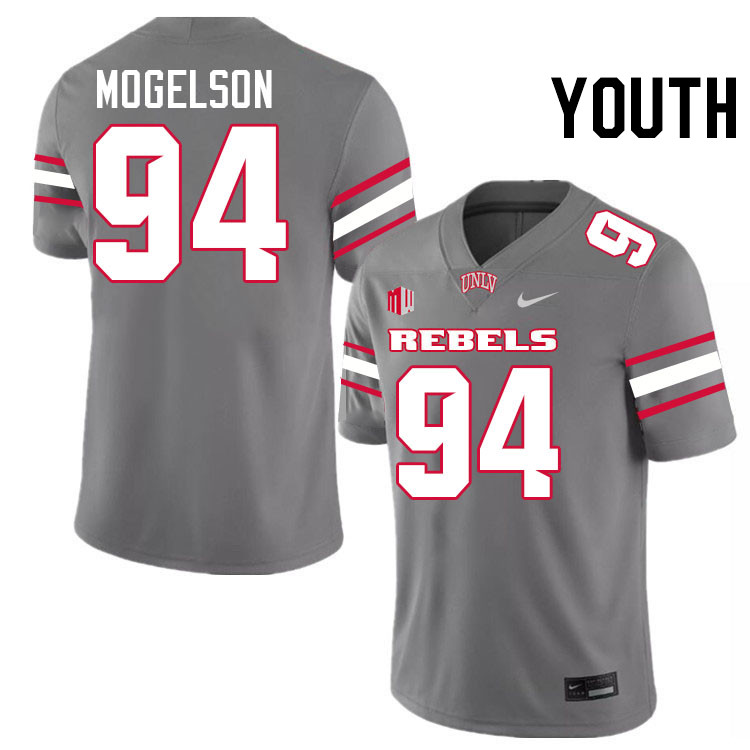 Youth #94 Max Mogelson UNLV Rebels College Football Jerseys Stitched-Grey